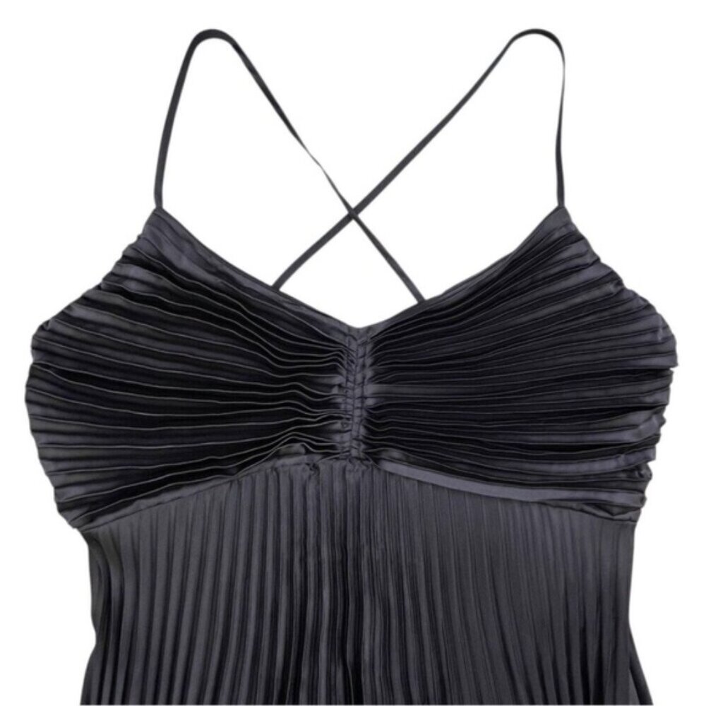 Black Pleated Mini Dress with Spaghetti Straps